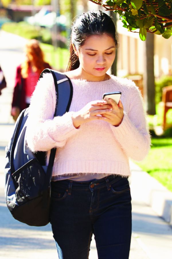 College Student on Phone